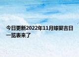 今日更新2022年11月嫁娶吉日一览表来了