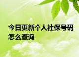 今日更新个人社保号码怎么查询