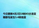 今日更新4月2日18时45分洛亚蒂群岛发生5.4级地震