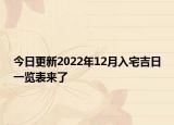 今日更新2022年12月入宅吉日一览表来了