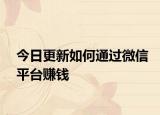 今日更新如何通过微信平台赚钱