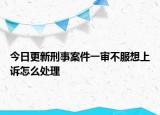 今日更新刑事案件一审不服想上诉怎么处理