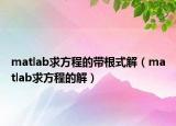 matlab求方程的带根式解（matlab求方程的解）