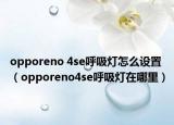 opporeno 4se呼吸灯怎么设置（opporeno4se呼吸灯在哪里）