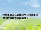 鸿蒙系统怎么关闭应用（鸿蒙系统怎么取消健康使用手机）