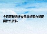 今日更新拆迁安置房想要办契证要什么资料