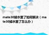 mate30掉水里了如何解决（mate30掉水里了怎么办）
