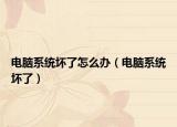 电脑系统坏了怎么办（电脑系统坏了）