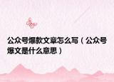 公众号爆款文章怎么写（公众号爆文是什么意思）
