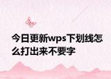今日更新wps下划线怎么打出来不要字