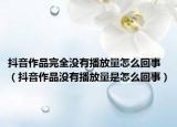抖音作品完全没有播放量怎么回事（抖音作品没有播放量是怎么回事）