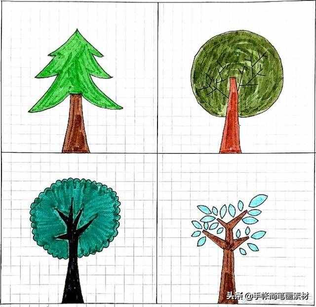小树简笔画,简单易学