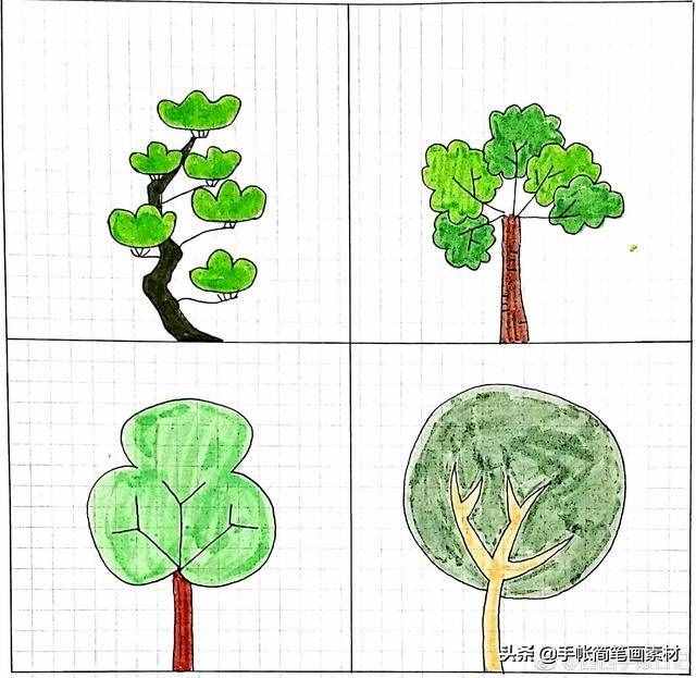 小树简笔画,简单易学