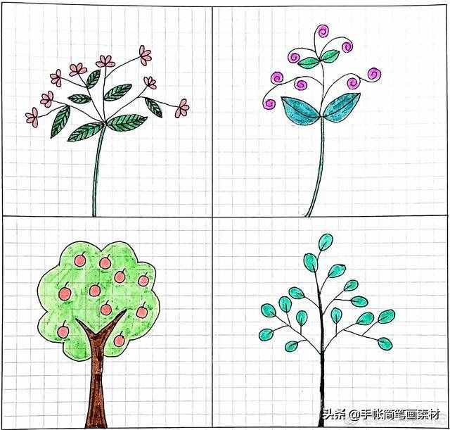 小树简笔画,简单易学