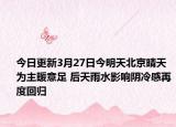 今日更新3月27日今明天北京晴天为主暖意足 后天雨水影响阴冷感再度回归