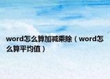 word怎么算加减乘除（word怎么算平均值）