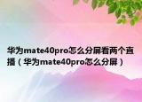 华为mate40pro怎么分屏看两个直播（华为mate40pro怎么分屏）