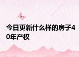 今日更新什么样的房子40年产权