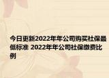 今日更新2022年年公司购买社保最低标准 2022年年公司社保缴费比例