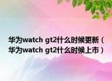 华为watch gt2什么时候更新（华为watch gt2什么时候上市）