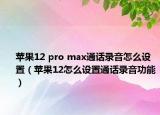 苹果12 pro max通话录音怎么设置（苹果12怎么设置通话录音功能）