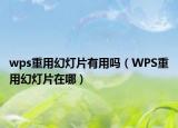 wps重用幻灯片有用吗（WPS重用幻灯片在哪）