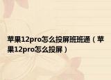 苹果12pro怎么投屏班班通（苹果12pro怎么投屏）