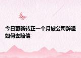 今日更新转正一个月被公司辞退如何去赔偿
