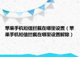 苹果手机短信拦截在哪里设置（苹果手机短信拦截在哪里设置解除）