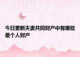 今日更新夫妻共同财产中有哪些是个人财产
