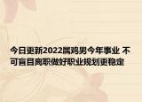 今日更新2022属鸡男今年事业 不可盲目离职做好职业规划更稳定