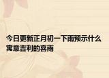 今日更新正月初一下雨预示什么 寓意吉利的喜雨