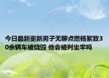 今日最新更新男子无聊点燃杨絮致30余辆车被烧毁 他会被判坐牢吗