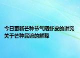今日更新芒种节气晒虾皮的讲究 关于芒种民谚的解释