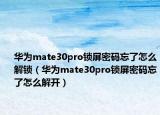 华为mate30pro锁屏密码忘了怎么解锁（华为mate30pro锁屏密码忘了怎么解开）