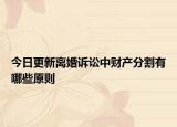 今日更新离婚诉讼中财产分割有哪些原则