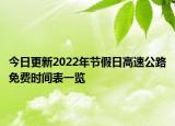 今日更新2022年节假日高速公路免费时间表一览
