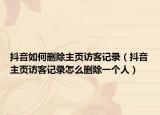 抖音如何删除主页访客记录（抖音主页访客记录怎么删除一个人）