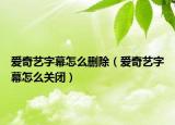 爱奇艺字幕怎么删除（爱奇艺字幕怎么关闭）