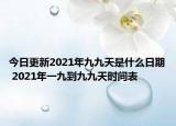 今日更新2021年九九天是什么日期 2021年一九到九九天时间表