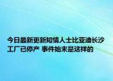 今日最新更新知情人士比亚迪长沙工厂已停产 事件始末是这样的
