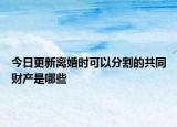今日更新离婚时可以分割的共同财产是哪些