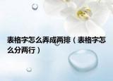表格字怎么弄成两排（表格字怎么分两行）