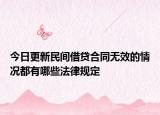 今日更新民间借贷合同无效的情况都有哪些法律规定