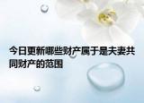 今日更新哪些财产属于是夫妻共同财产的范围