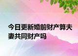 今日更新婚前财产算夫妻共同财产吗