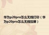 华为p20pro怎么无线打印（华为p20pro怎么无线投屏）