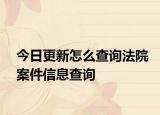 今日更新怎么查询法院案件信息查询