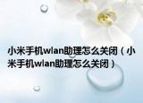 小米手机wlan助理怎么关闭（小米手机wlan助理怎么关闭）