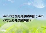 vivoz3怎么打开录屏声音（vivoz3怎么打开录屏声音）